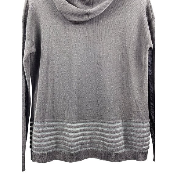 One Grey Day Women's Large Linen Open Weave Knit Drop Shoulder Beach Hoodie - Picture 10 of 13